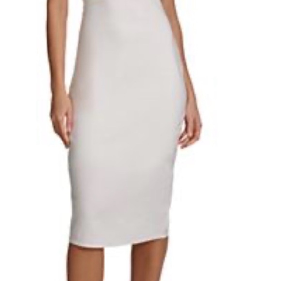 Sienna Sky Strapless Ivory Midi Dress with Side Cutout - Picture 4 of 11